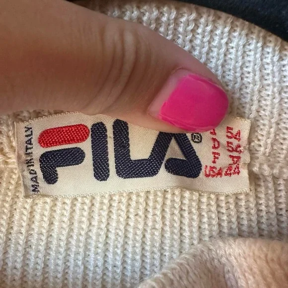 Vtg Fila Wool Sweater Mens 44 XL  1/4 Zip 80s Pullover Italy Golf Tennis Preppy - Picture 4 of 8
